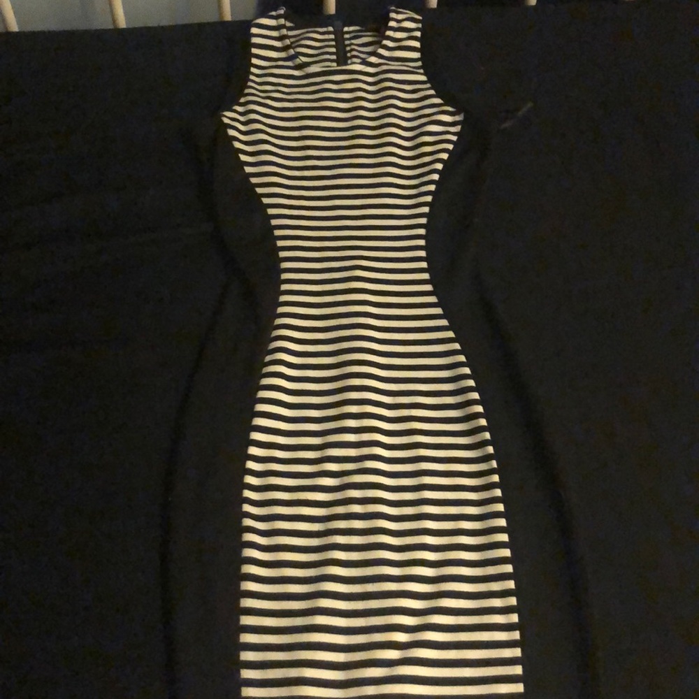 Black and white tight fitting dress